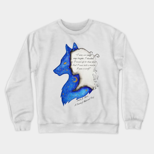 Wolf ACoMaF Quote Crewneck Sweatshirt by TG_Art